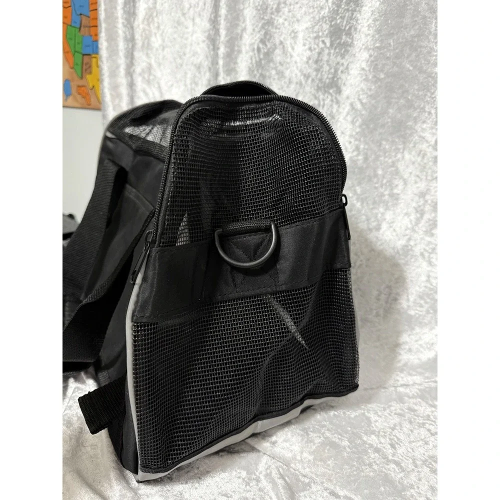 Black‎ Mesh Soft Sided Pet Carrier Bag Small Dog Cat Travel Tote Reflective Trim